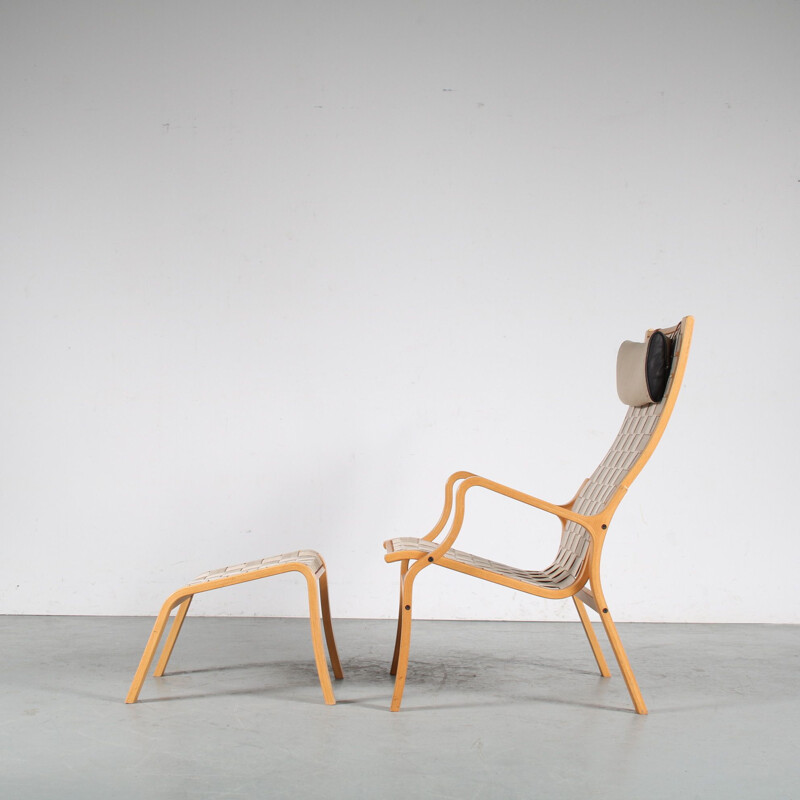 Mid century armchair and ottomane by Finn Ostergaard for Skipper, Denmark 1970s