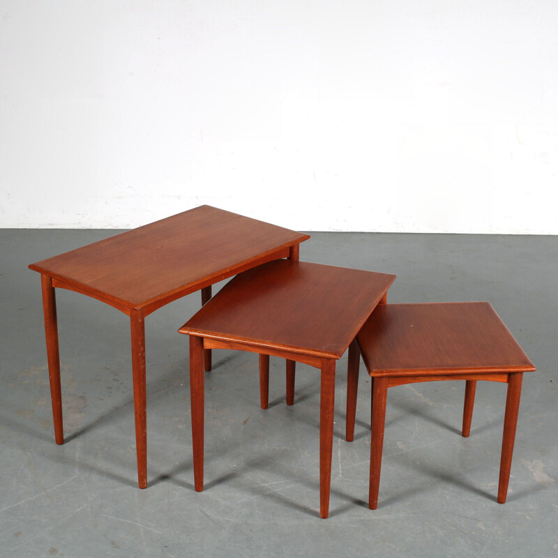 Tables gigognes danoises vintage en teck, 1950