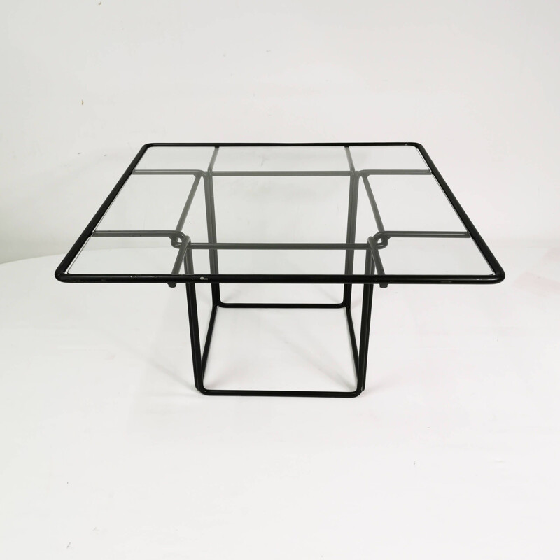 Vintage metal and glass coffee table, Germany 1980s