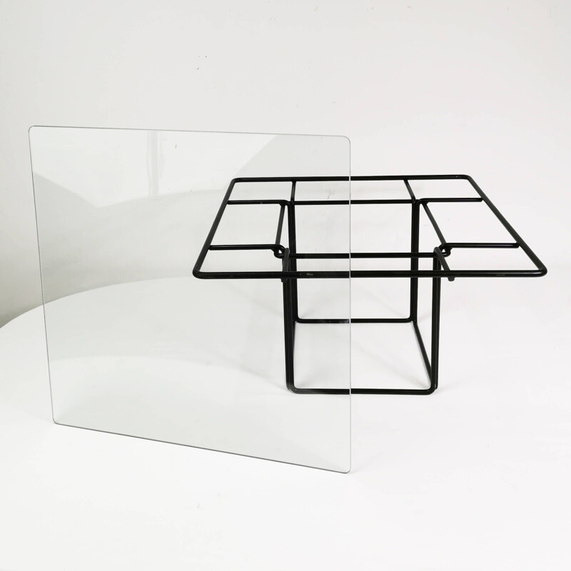 Vintage metal and glass coffee table, Germany 1980s