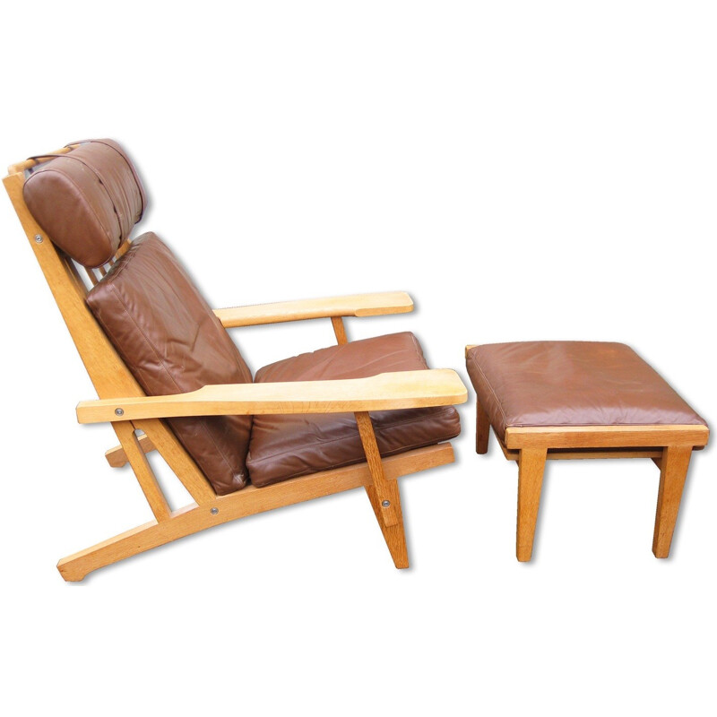 Getema high back lounge chair with footstool, H.J WEGNER - 1969