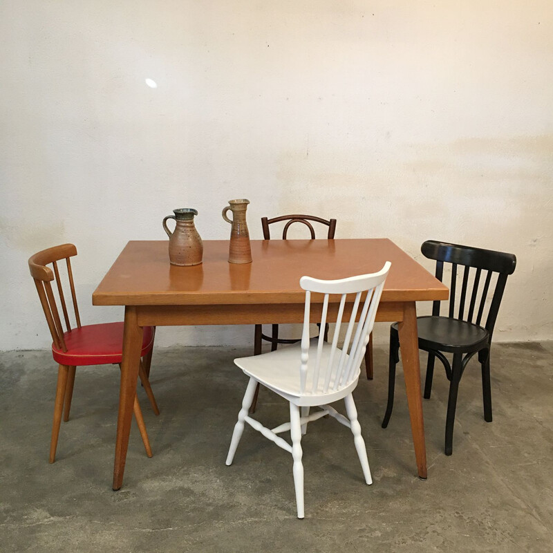 Vintage wooden table with extensions, 1950