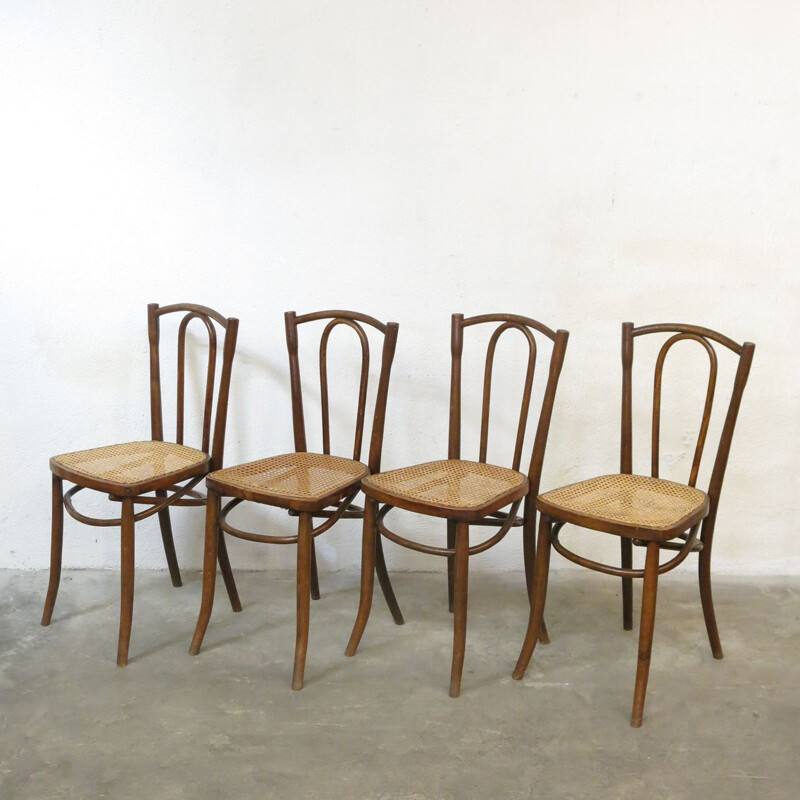 Lot de 4 chaises bistrot vintage par Thonet, 1920