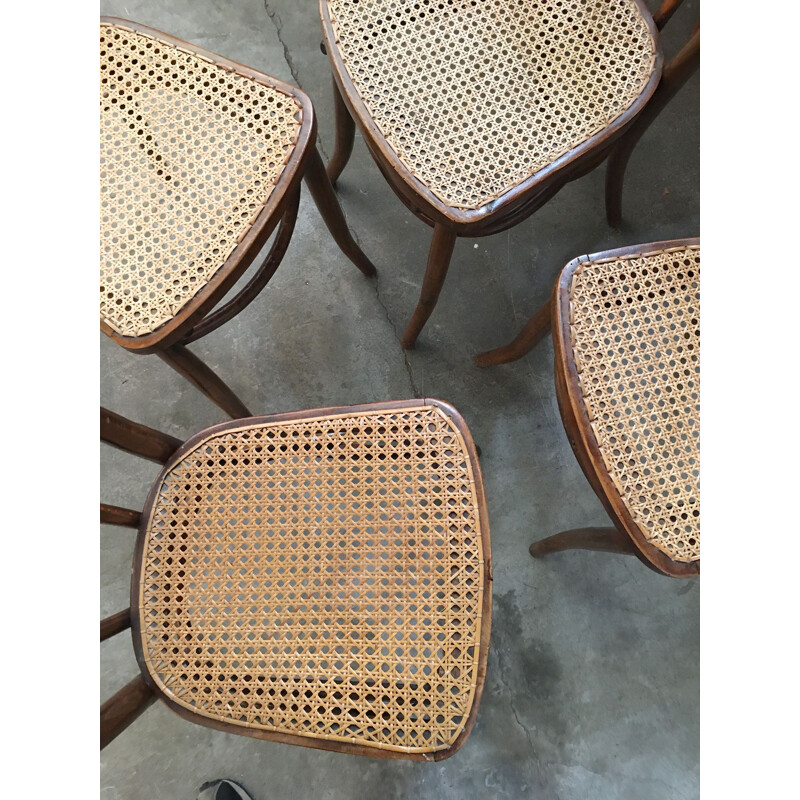 Set of 4 vintage bistro chairs by Thonet, 1920