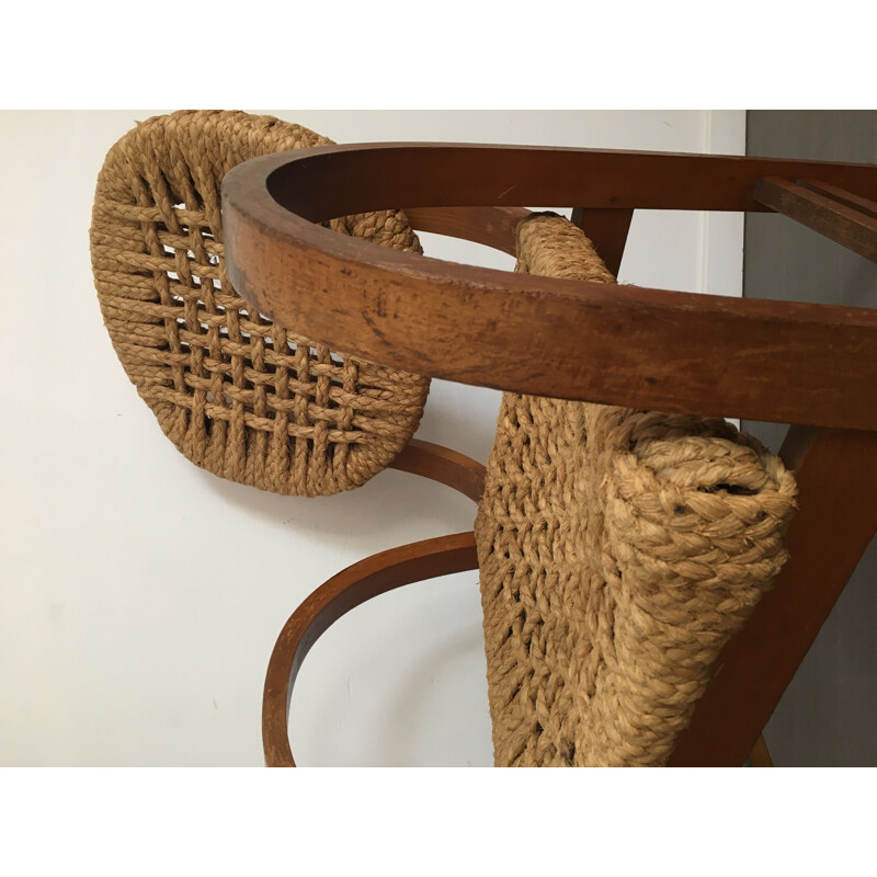 Vintage rope armchair by Audoux & Minet for Vibo, 1950s