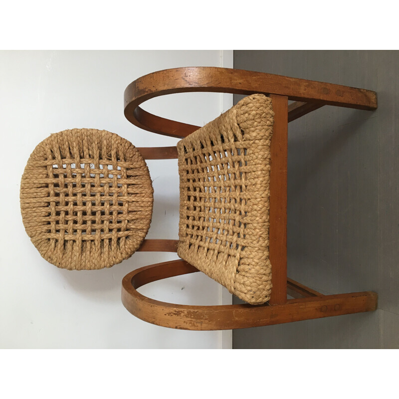 Vintage rope armchair by Audoux & Minet for Vibo, 1950s