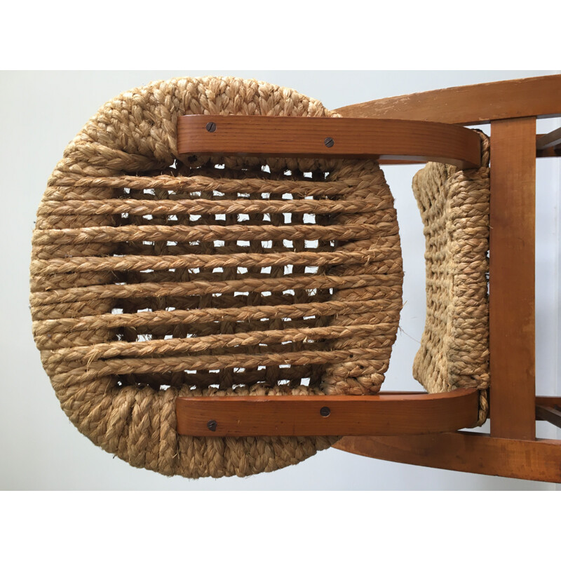 Vintage rope armchair by Audoux & Minet for Vibo, 1950s