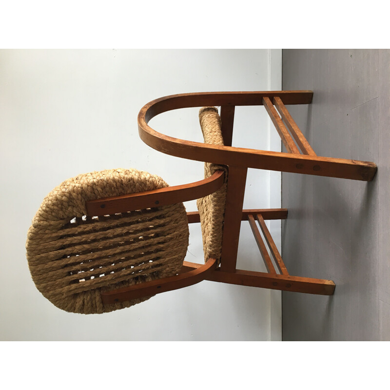 Vintage rope armchair by Audoux & Minet for Vibo, 1950s