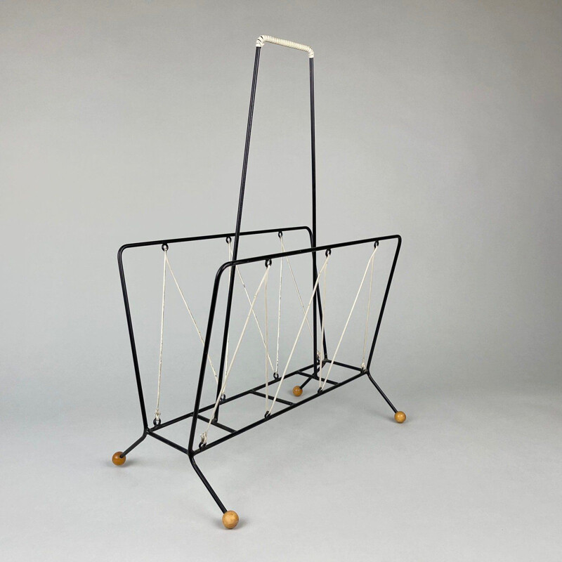 Vintage metal magazine rack, 1960