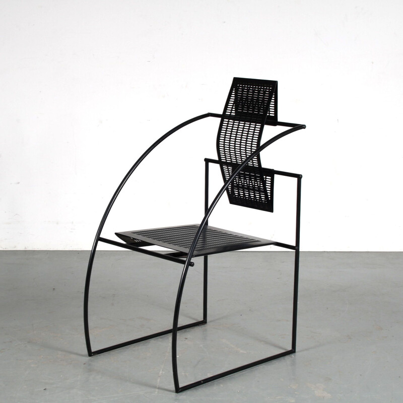 Vintage "Quinta" black lacquered metal armchair by Mario Botta for Alias, Italy 1980