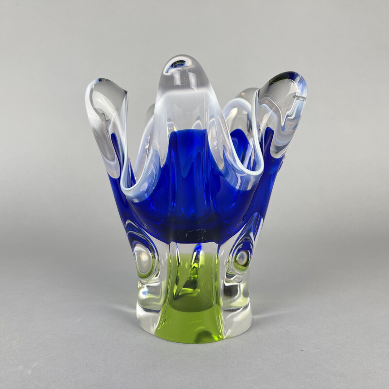 Vintage kunstglazen vaas van Josef Hospodka voor Chribska Glassworks, 1960
