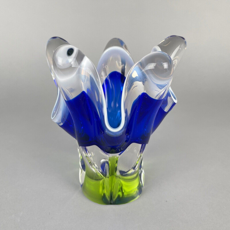 Vintage Art glass vase by Josef Hospodka for Chribska Glassworks, 1960s