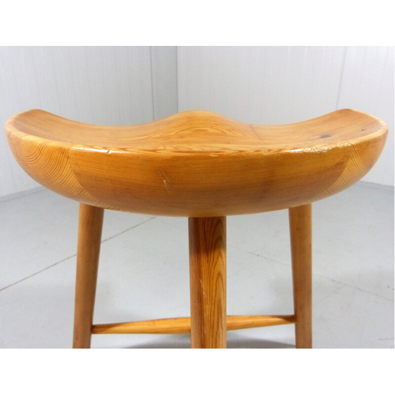 Tabouret vintage tripode en pin par Arne Hovmand Olsen, Danemark 1960