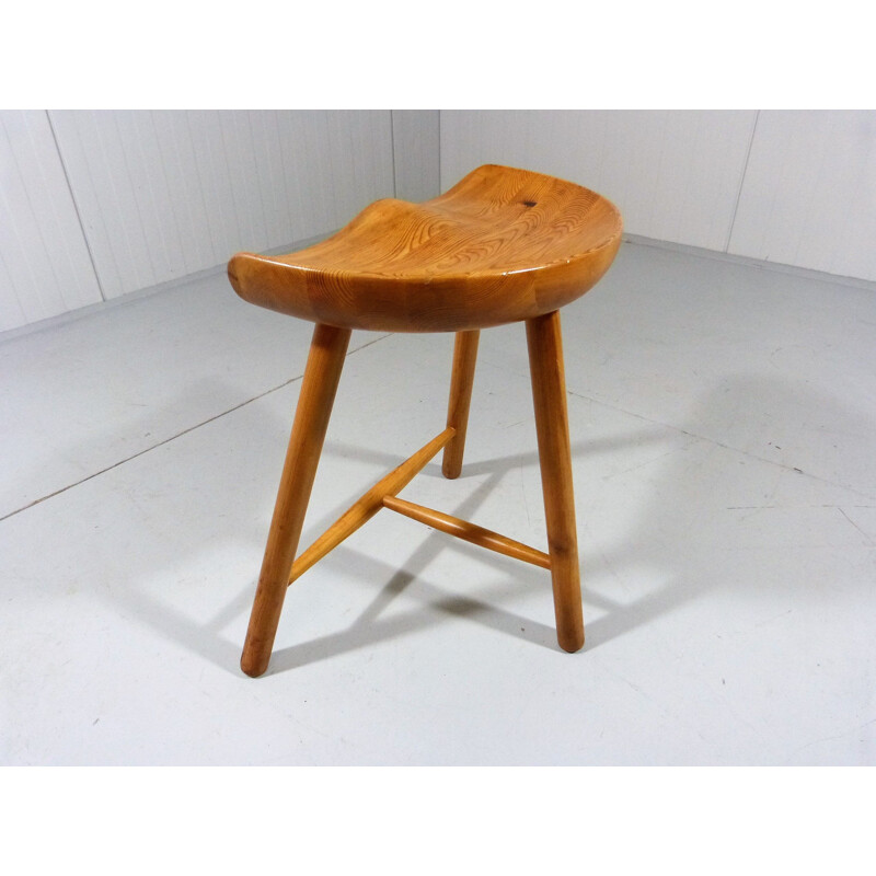 Tabouret vintage tripode en pin par Arne Hovmand Olsen, Danemark 1960