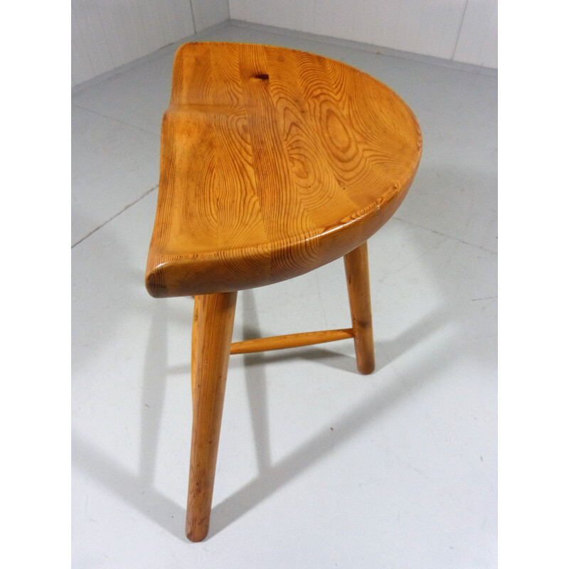 Pine tripod vintage stool by Arne Hovmand Olsen, Denmark 1960s