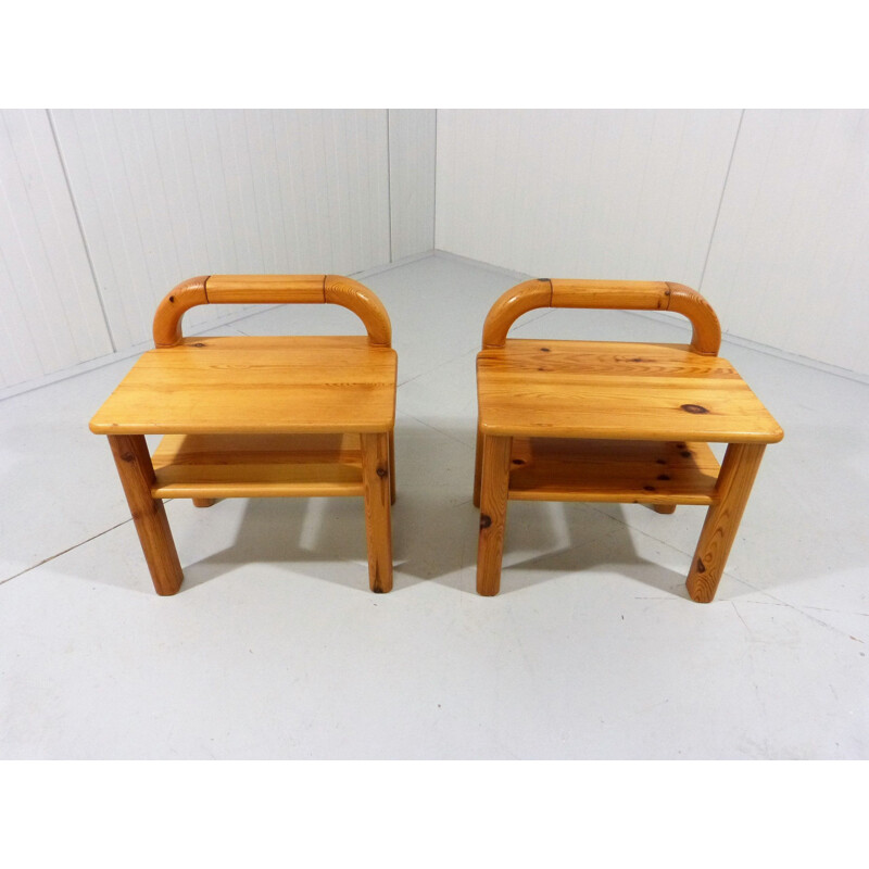 Pair of vintage pine bedside tables, 1970