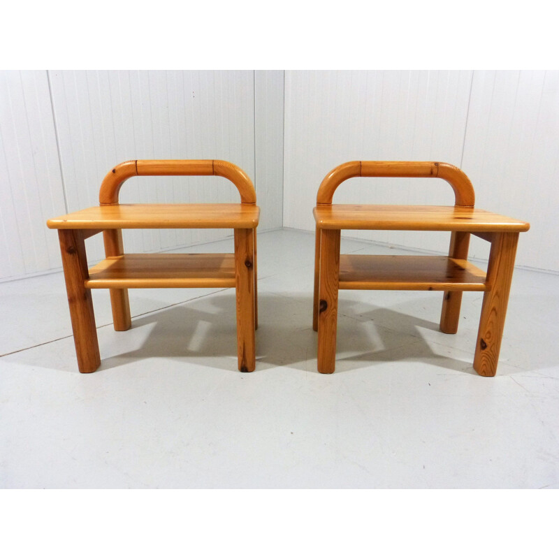 Pair of vintage pine bedside tables, 1970