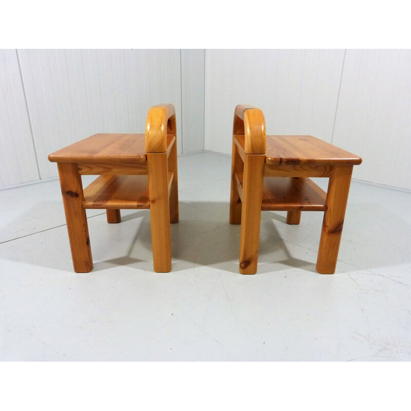 Pair of vintage pine bedside tables, 1970