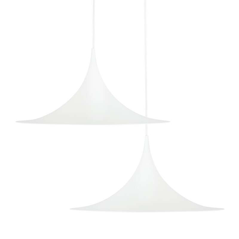 Pair of Danish vintage pendant lamps Semi by Bonderup & Thorup, 1968