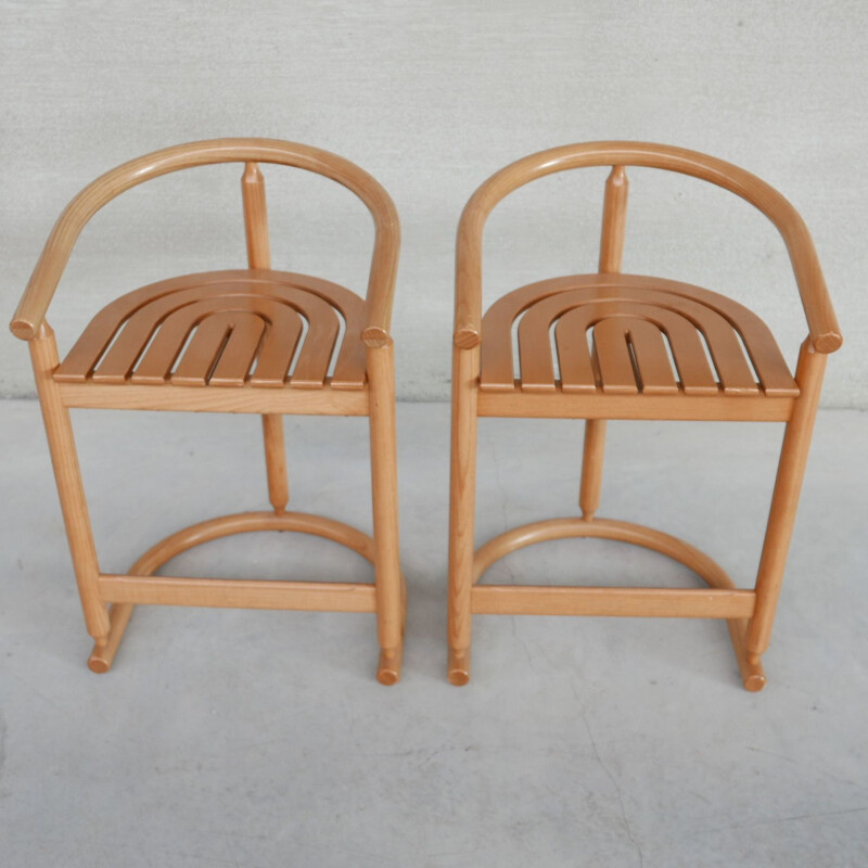 Pair of German vintage bentwood bar stools, 1980s