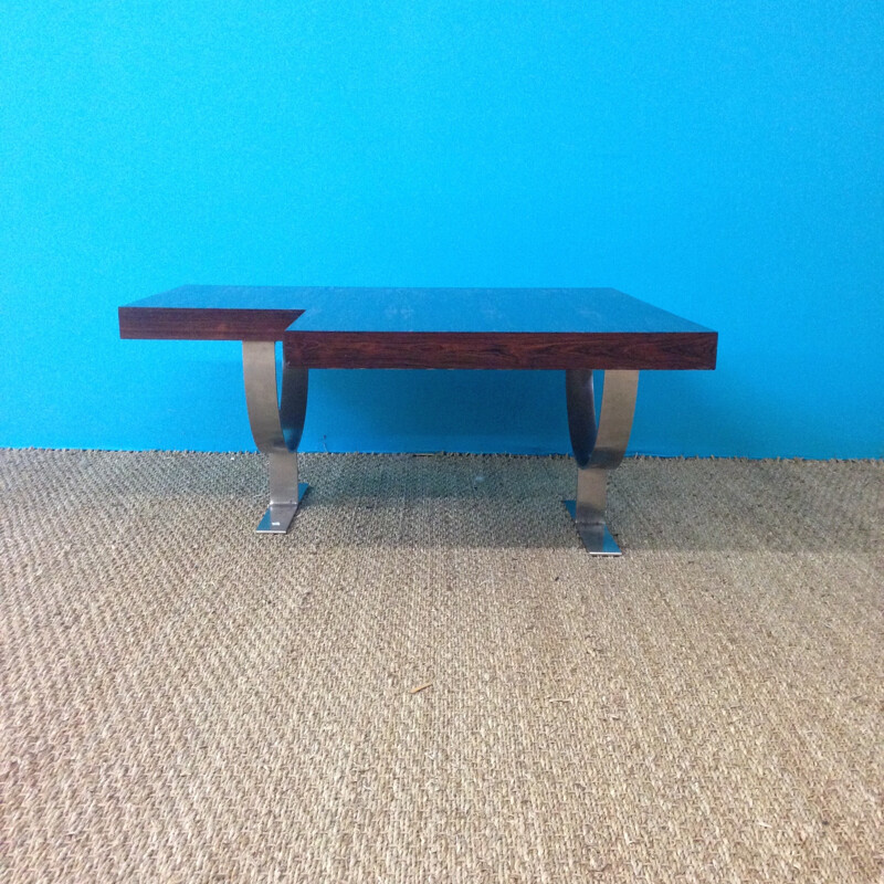 Asymetric rosewood coffe table - 1970s