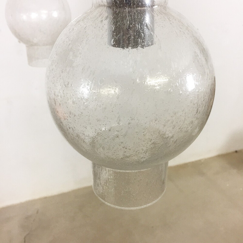 Pareja de lámparas colgantes vintage de vidrio soplado, Alemania 1970