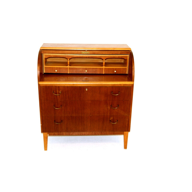 Vintage teak and beechwood secretary, Sweden 1960