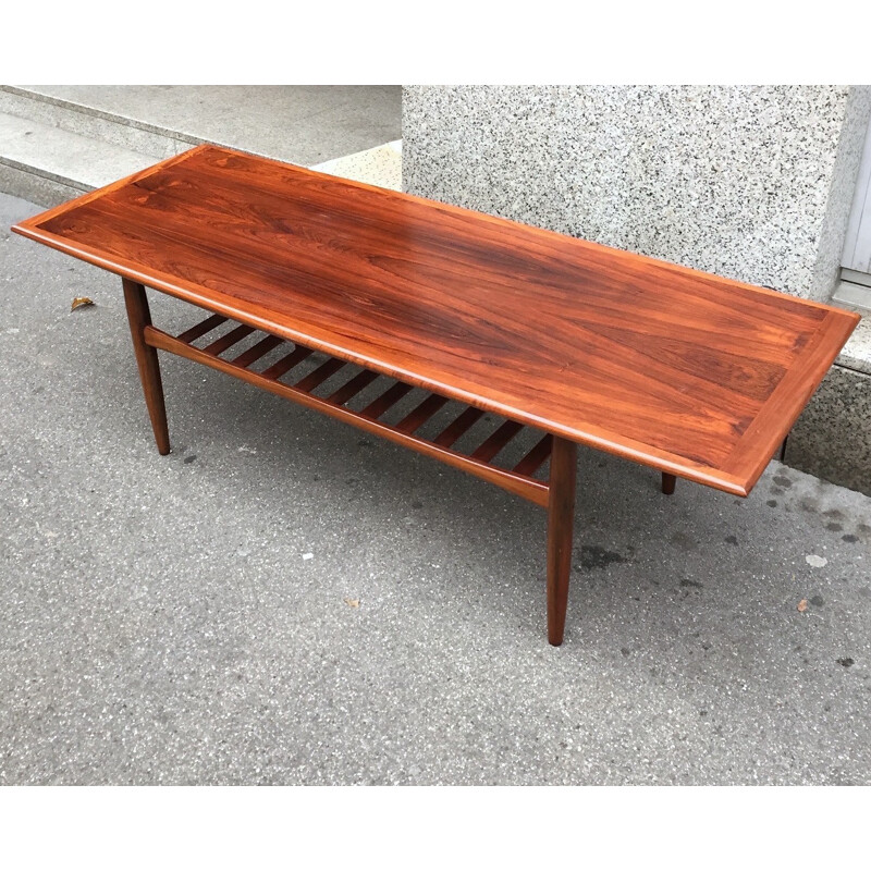 Large Glostrup Møbelfabrik coffee table in rosewood, Grete JALK - 195s