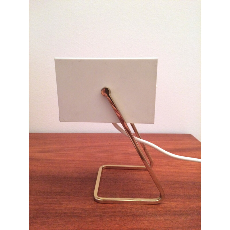 Kaisen Leuchten square white table lamp in brass - 1960s