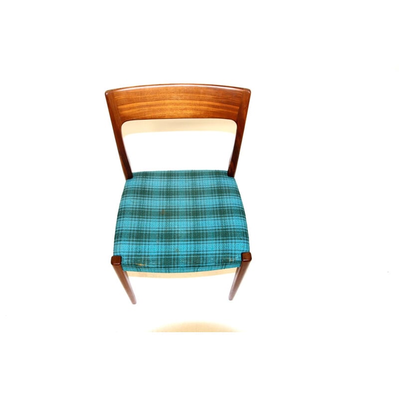 Silla vintage de teca y tela, Suecia 1960