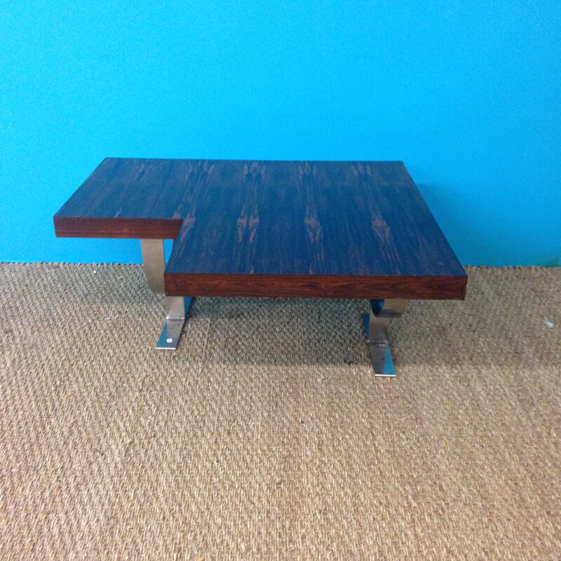 Asymetric rosewood coffe table - 1970s