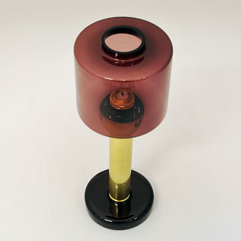 Vintage candlestick with colored glass dome by Östlings for Gnosjö, Sweden 1960