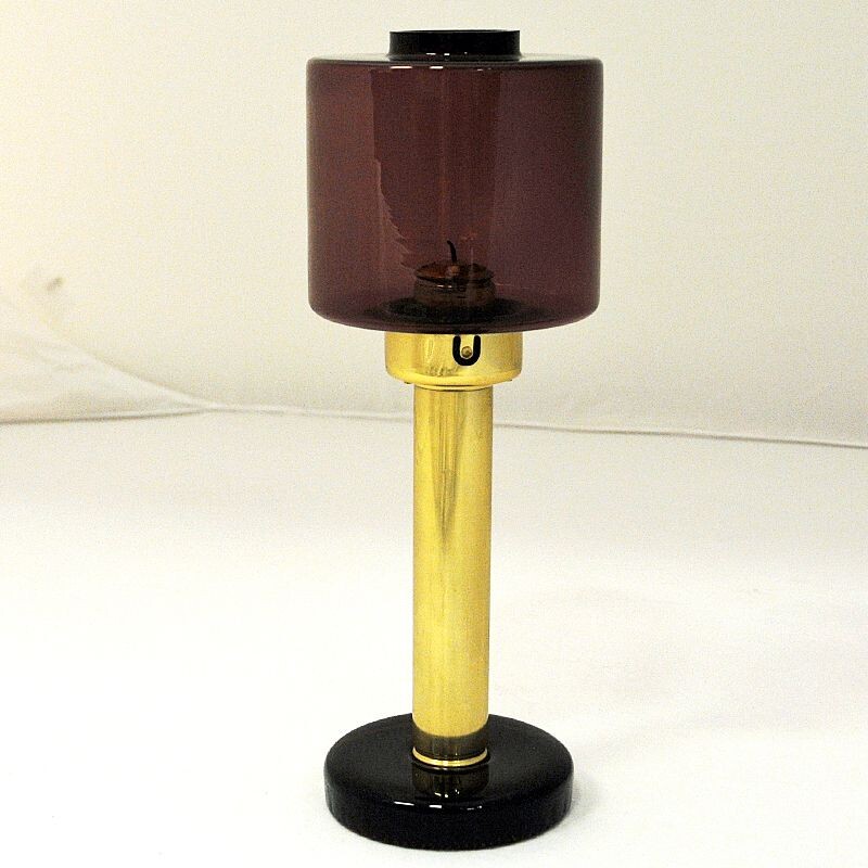Vintage candlestick with colored glass dome by Östlings for Gnosjö, Sweden 1960