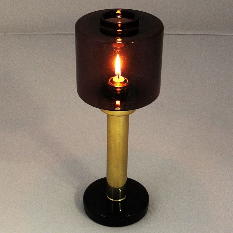 Vintage candlestick with colored glass dome by Östlings for Gnosjö, Sweden 1960