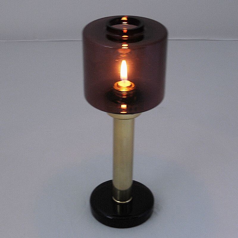 Vintage candlestick with colored glass dome by Östlings for Gnosjö, Sweden 1960