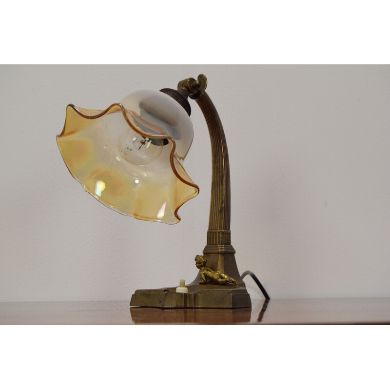 Vintage Art Deco tafellamp, Tsjechoslowakije 1930