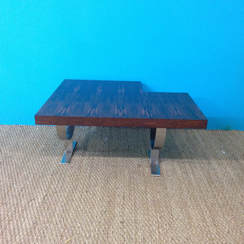 Asymetric rosewood coffe table - 1970s