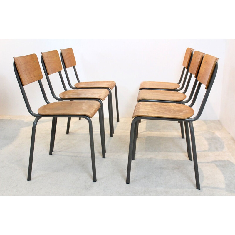 Dutch industrial plywood chair, 1960s