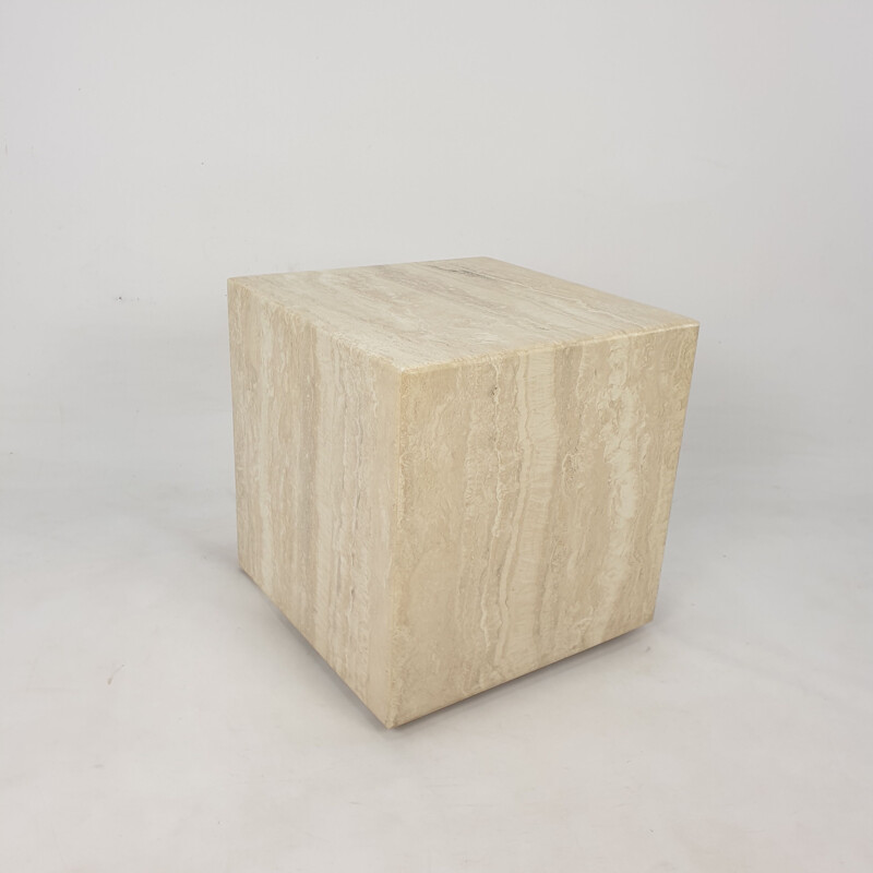 Italian vintage travertine side table, 1980s