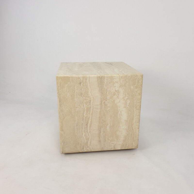 Italian vintage travertine side table, 1980s