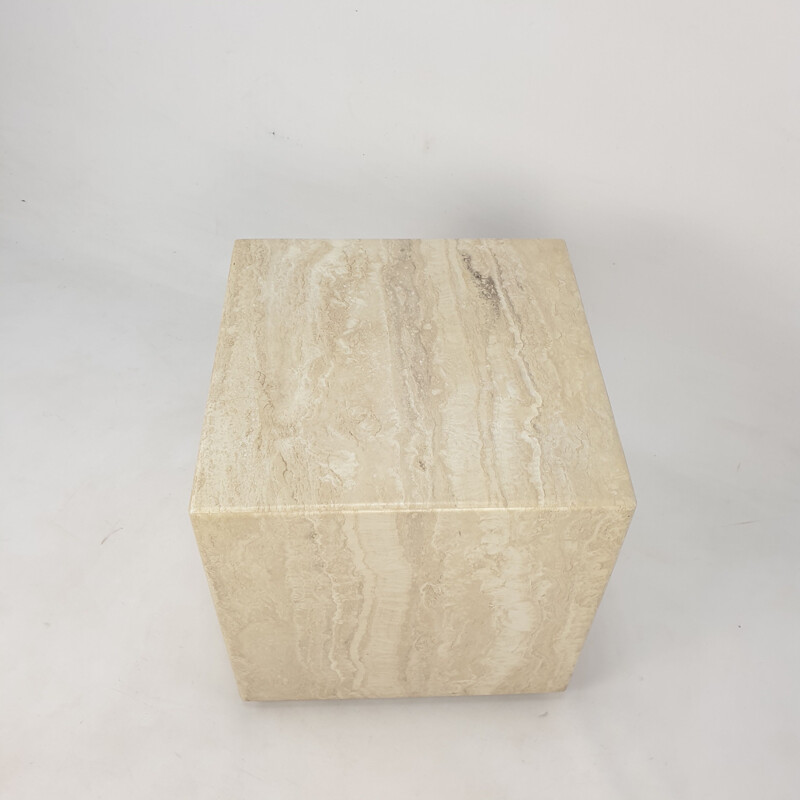 Italian vintage travertine side table, 1980s