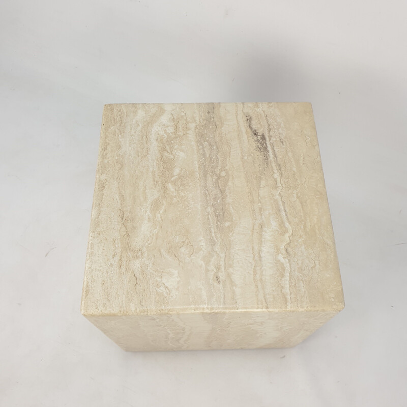 Italian vintage travertine side table, 1980s