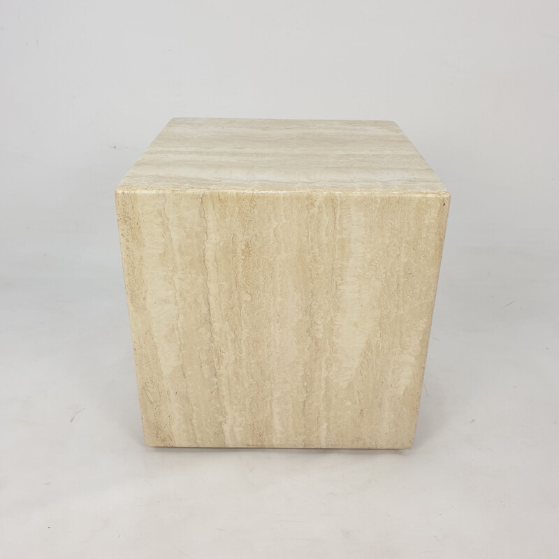 Italian vintage travertine side table, 1980s