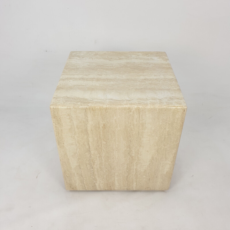 Italian vintage travertine side table, 1980s