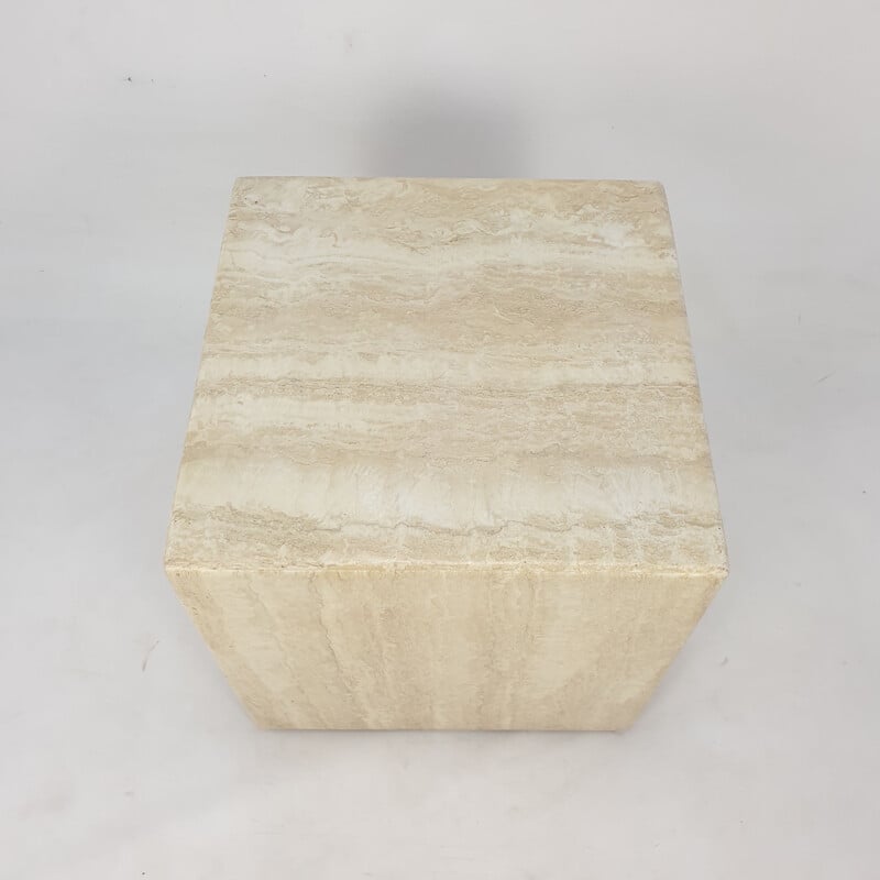 Italian vintage travertine side table, 1980s