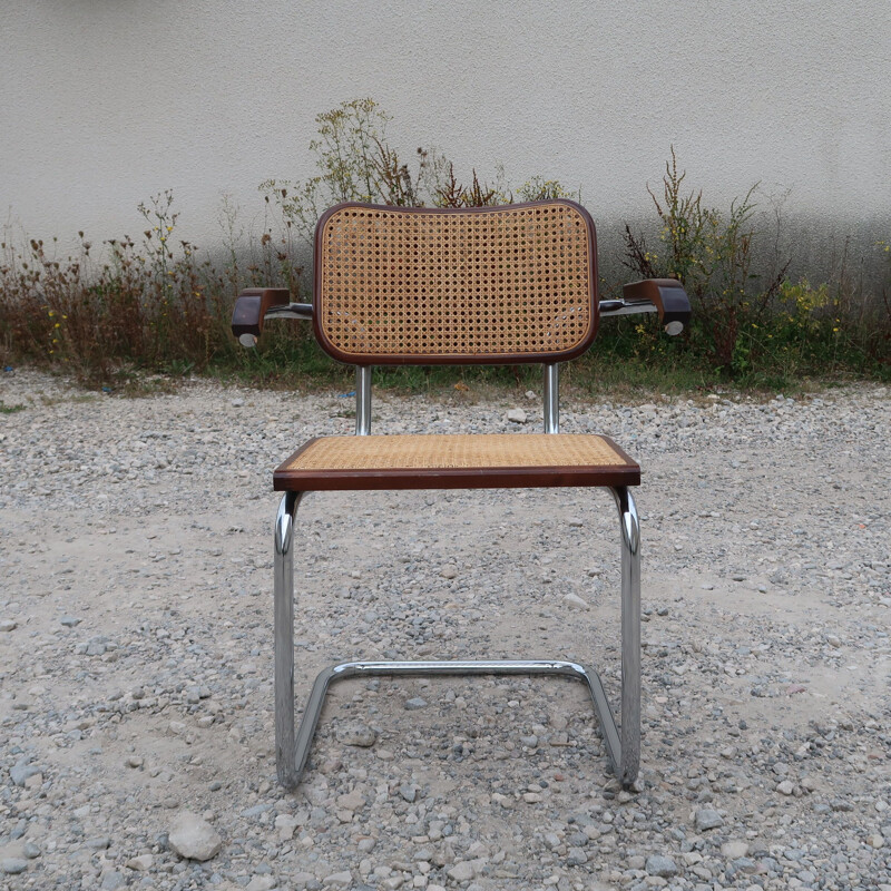 Chaise vintage B64 en acier et en hêtre de Marcel Breuer, 2000