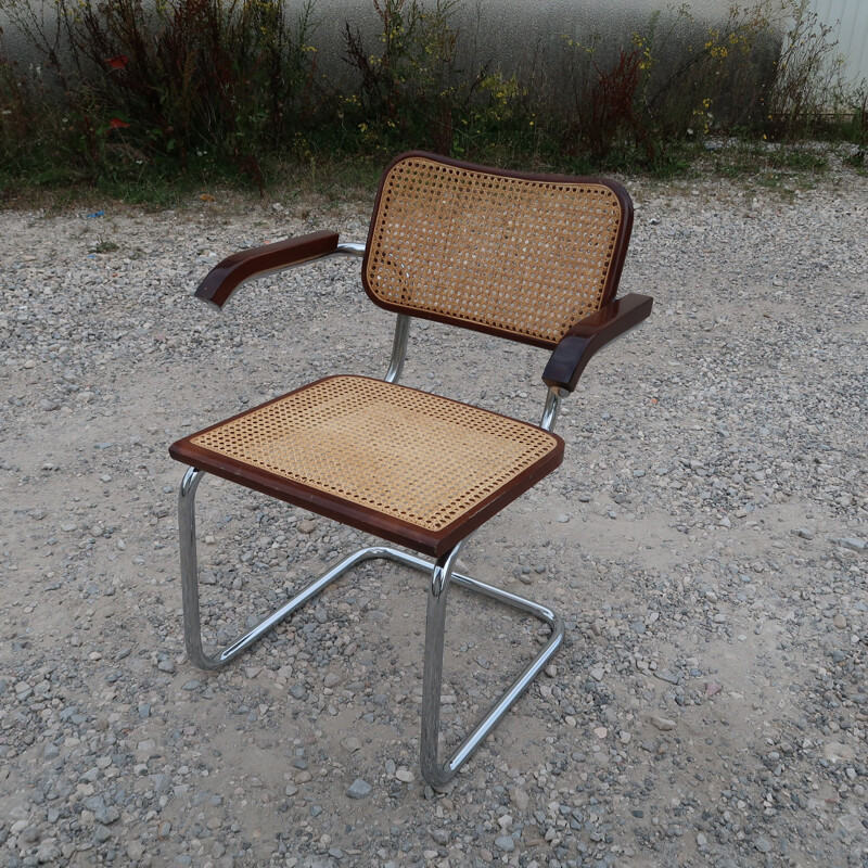 Vintage B64 steel and beechwood chair by Marcel Breuer, 2000