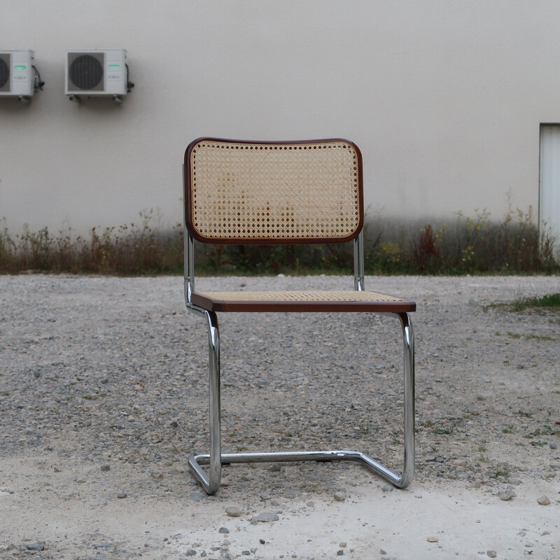 Vintage B32 steel and beechwood chair by Marcel Breuer, 2000