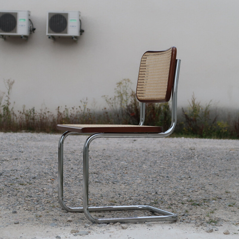 Vintage B32 steel and beechwood chair by Marcel Breuer, 2000