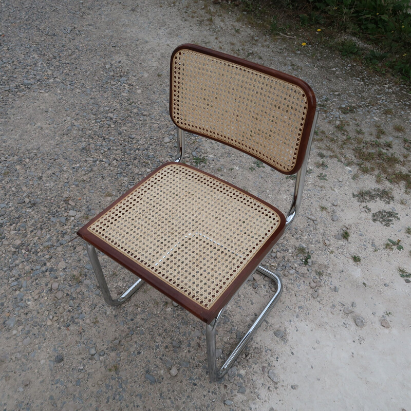 Chaise vintage B32 en acier et en hêtre de Marcel Breuer, 2000